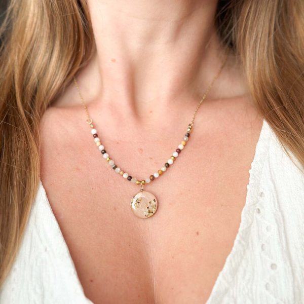 Naszyjnik z kamieniami naturalnymi - tygrysie oko, granat, kamień księżycowy