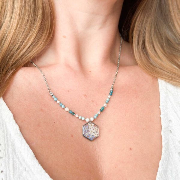 Naszyjnik z kamieniami naturalnymi - kamień księżycowy, akwamaryn