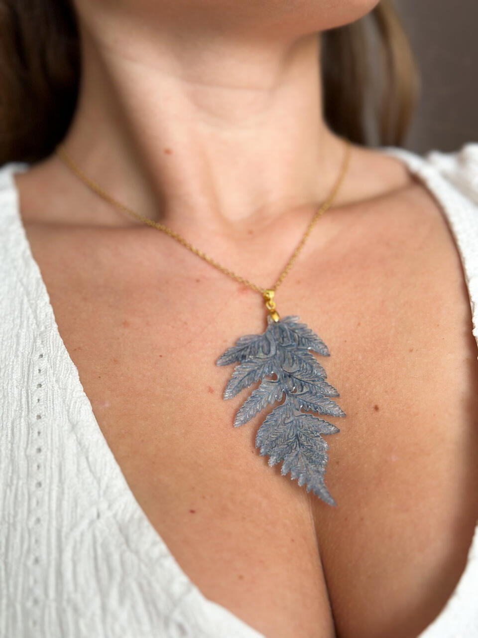Zestaw: naszyjnik kolczyki niebieskie liście - obrazek 5