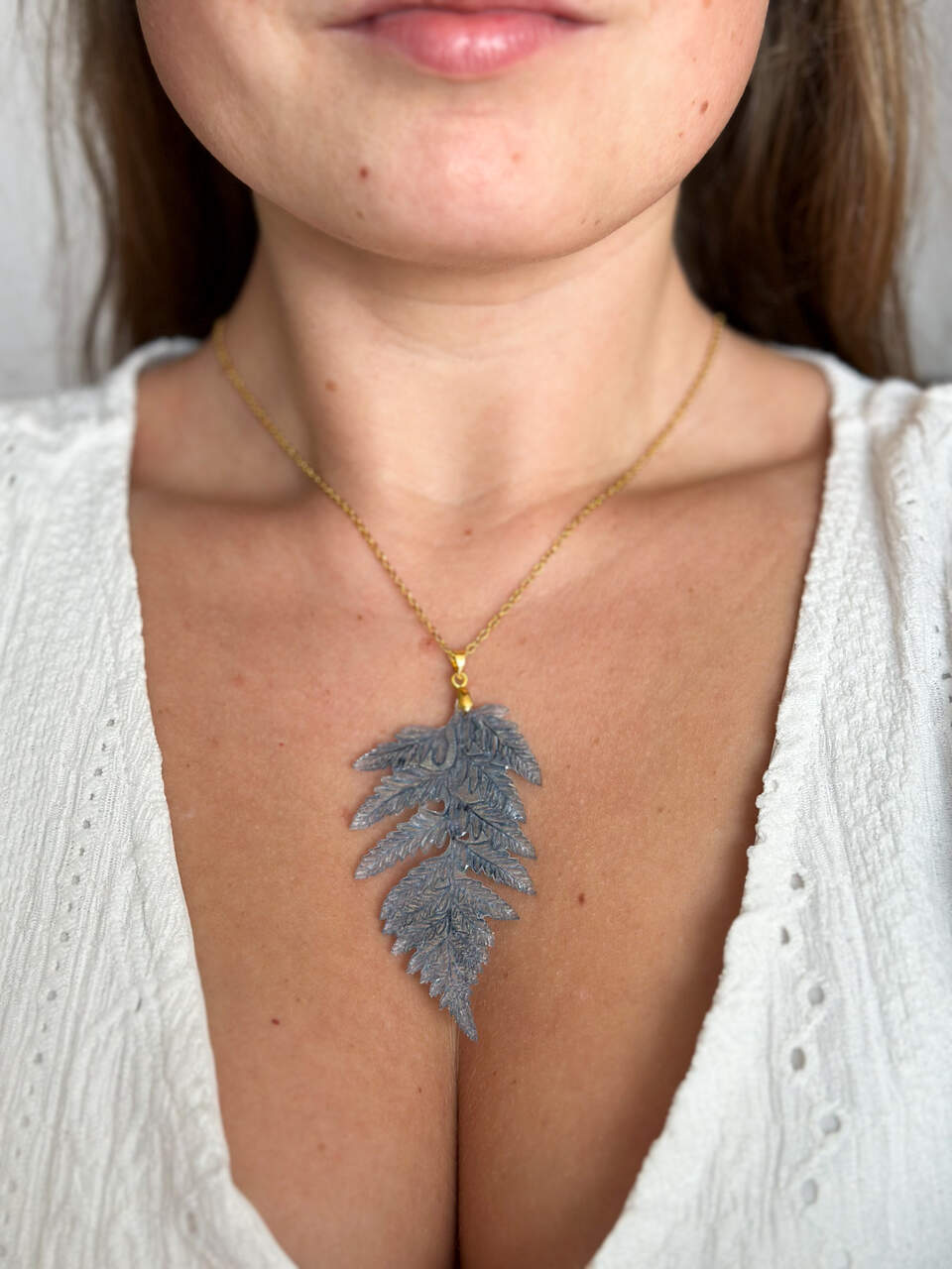 Zestaw: naszyjnik kolczyki niebieskie liście - obrazek 4