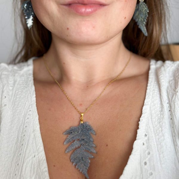 Zestaw: naszyjnik kolczyki niebieskie liście