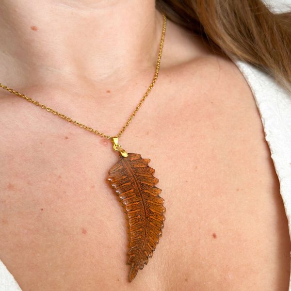 Ręcznie malowany naszyjnik liść pomarańczowy