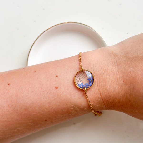 Bransoletka z sierścią zwierzaka i niezapominajkami - personalizuj